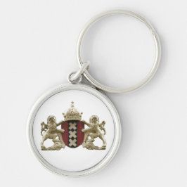 Amsterdam vapensköld XXX Keychain Rund Silverfärgad Nyckelring