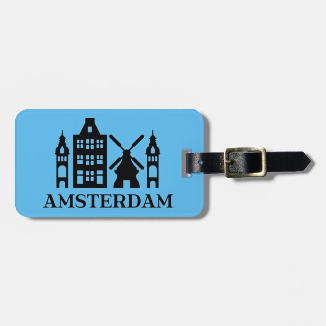 Amsterdam Vintage-dekal Resväskemärke Bagagebricka (Horisontell Framsida)