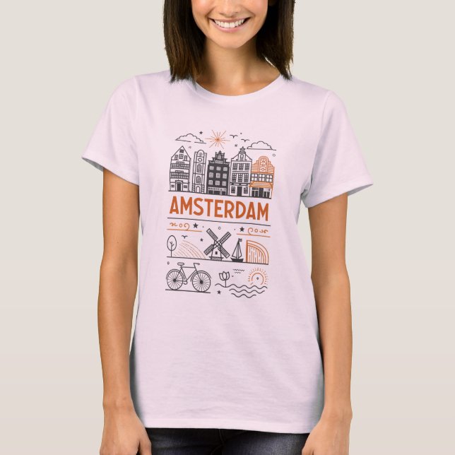 Amsterdam Vintage Graphic Women's T-Shirt (Framsida)