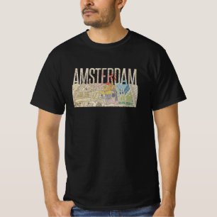 Amsterdam Vintage Karta Förenklad T Shirt