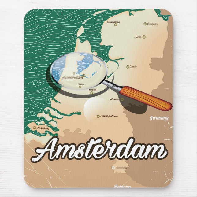 Amsterdam vintage karta semester affisch musmatta (Framsidan)