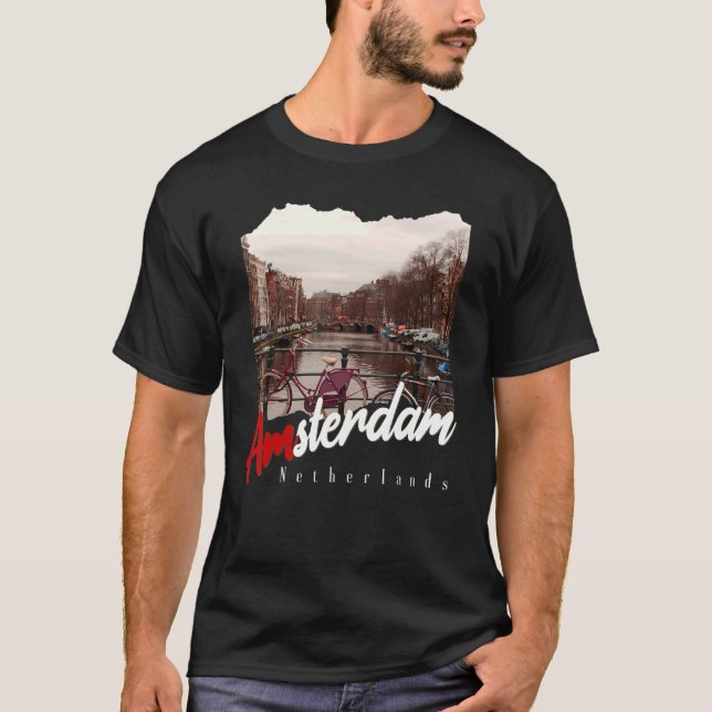 Amsterdam Vintage Nederländerna Holland Amsterdam T Shirt (Framsida)