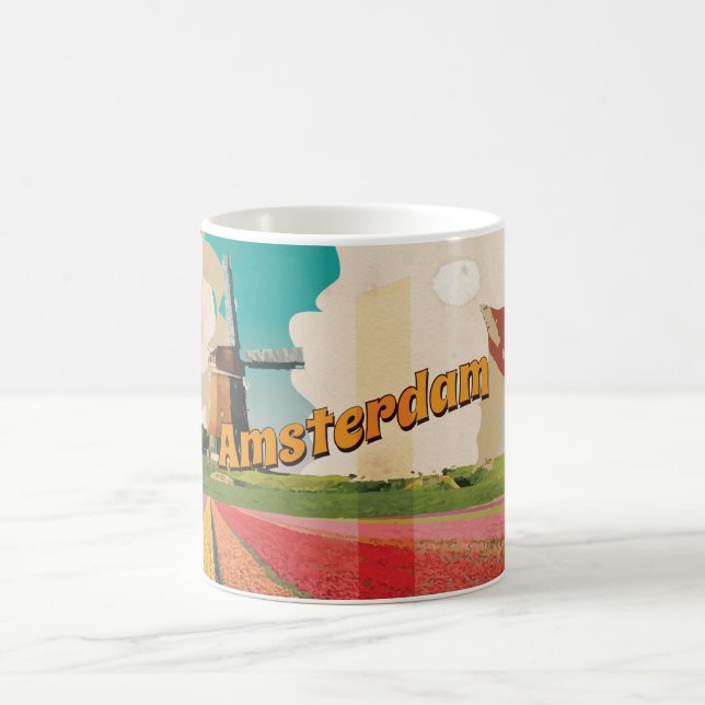 Amsterdam Vintage Resemapp Plakat Kaffemugg (Center)