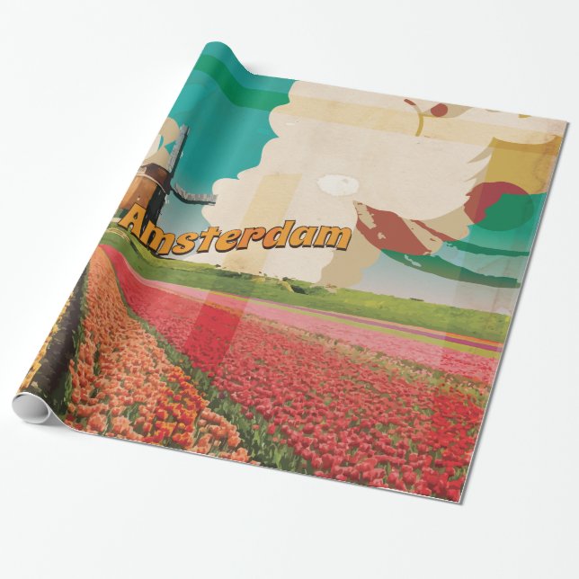 Amsterdam Vintage Resemapposters Presentpapper (Utrullad)