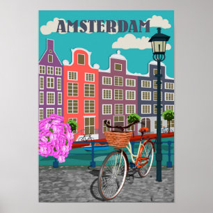 Amsterdam Vintage resor Poster