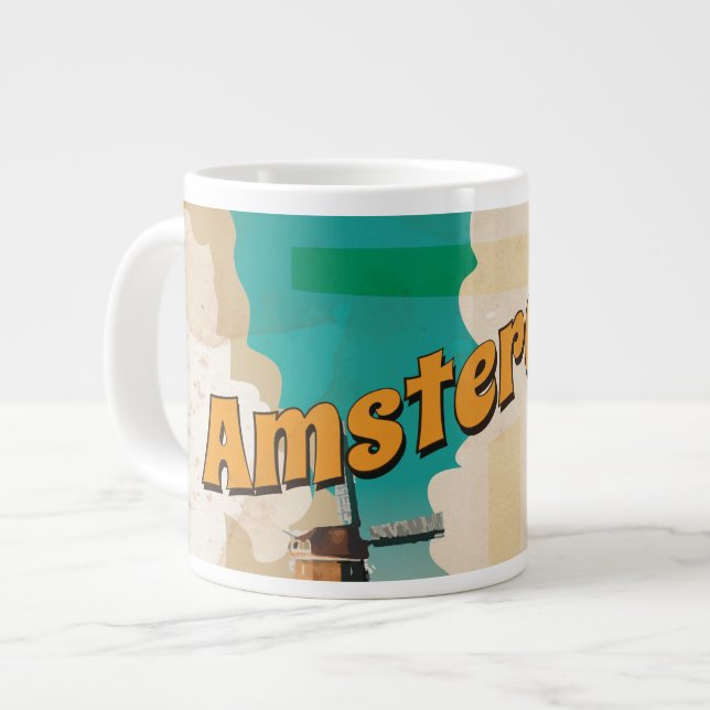 Amsterdam Vintage resor Poster Jumbo Mugg (Framsida vänster)