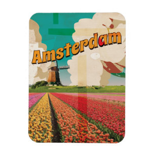 Amsterdam Vintage resor Poster Magnet