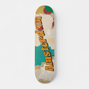 Amsterdam Vintage resor Poster Mini Skateboard Bräda 18,5 Cm