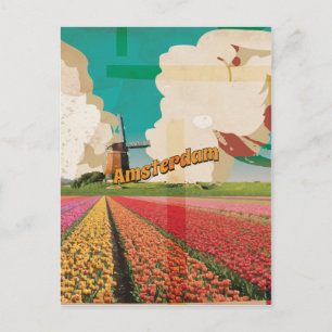 Amsterdam Vintage resor Poster Vykort