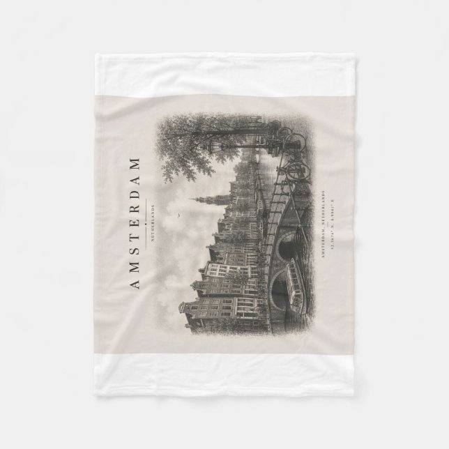 Amsterdam | Vintage Travel City Design Fleecefilt (Framsidan)
