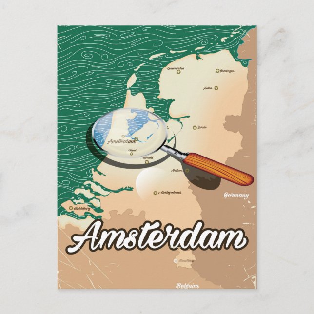Amsterdam vintagekartavykort vykort (Framsida)