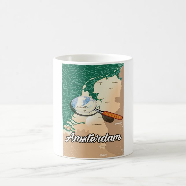Amsterdam vintagekartor semester affisch kaffemugg (Center)