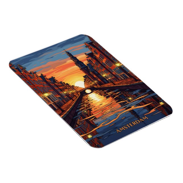 Amsterdam vykort Holland Vintage Resa Magnet (Högersidan)