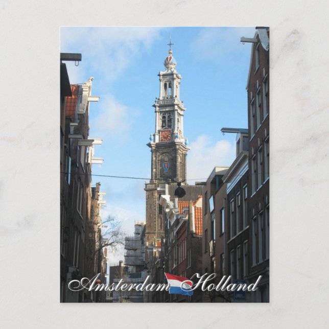 Amsterdam Westerkerk Western Church Holland Vykort (Framsida)