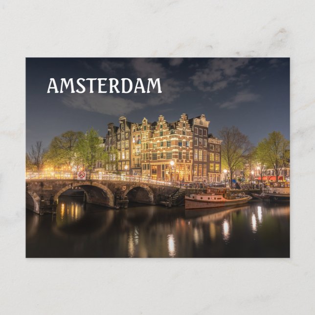 Amsterdamkanalen Vykort (Framsida)