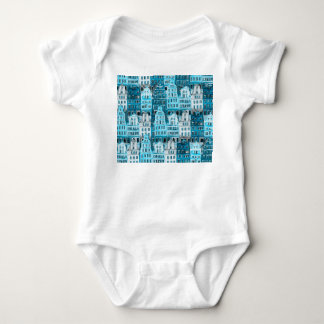 Amsterdams arkitektur, blå vattenfärg struktur. t shirt