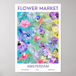 Amsterdams färgade blomstermarknad Poster