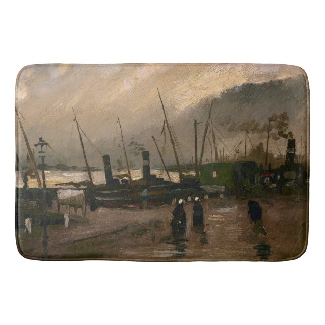 Amsterdams fiskares hamnstorm av Vincent Gogh Badrumsmatta (Framsidan)