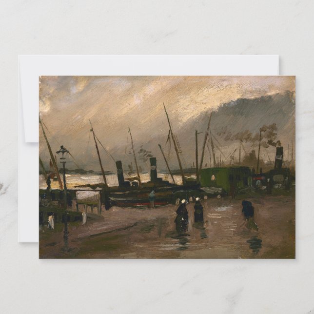 Amsterdams fiskares hamnstorm av Vincent Gogh Julkort (Framsida)