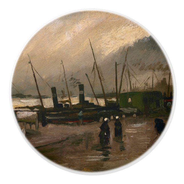 Amsterdams fiskares hamnstorm av Vincent Gogh Knopp (Framsidan)