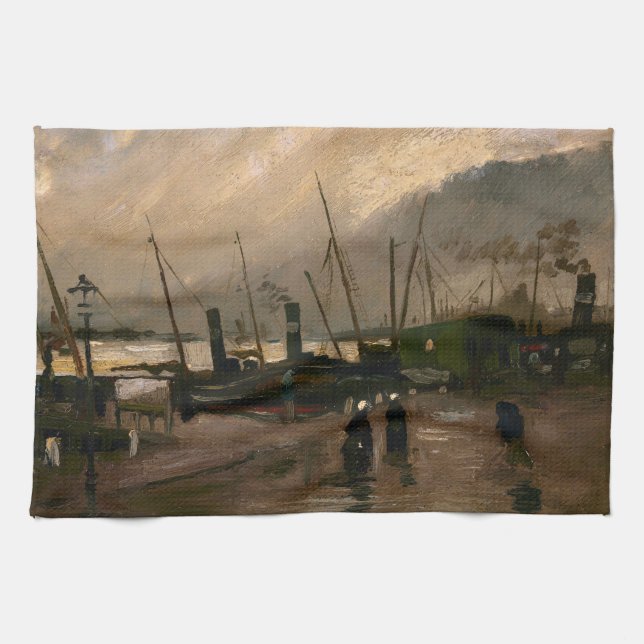 Amsterdams fiskares hamnstorm av Vincent Gogh Kökshandduk (Horisontell)
