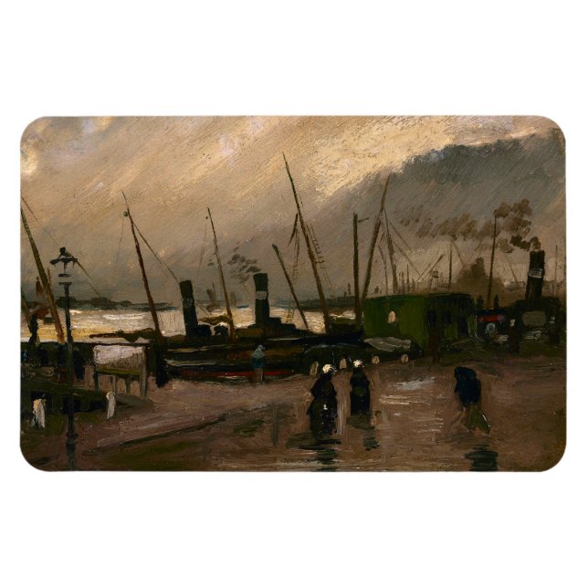 Amsterdams fiskares hamnstorm av Vincent Gogh Magnet (Horisontell)