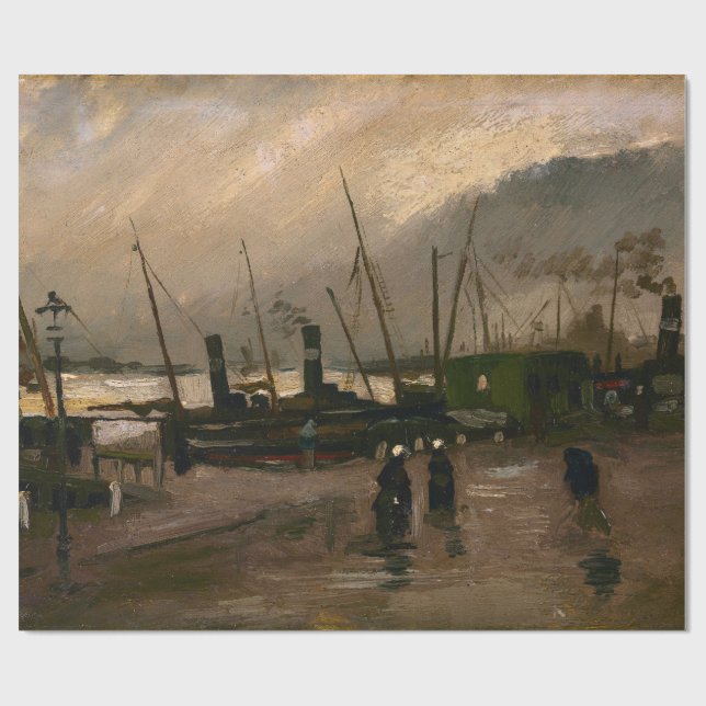 Amsterdams fiskares hamnstorm av Vincent Gogh Presentpapper (Platt)