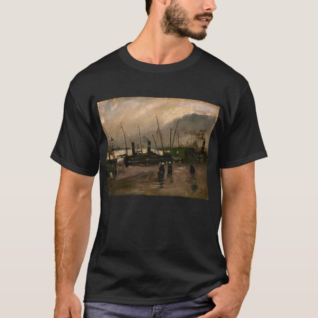 Amsterdams fiskares hamnstorm av Vincent Gogh T Shirt (Framsida)