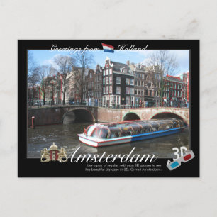 Amsterdams Holland 3D Anaglyph Postcard Vykort