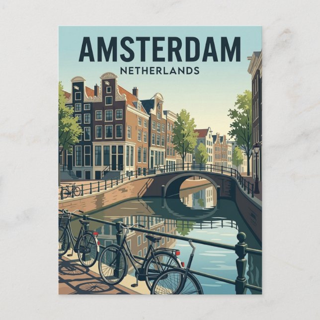 Amsterdams kanaler Nederländerna Vykort (Framsida)
