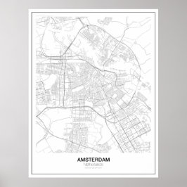 Amsterdams minimalistiska Karta Poster (stil 2)