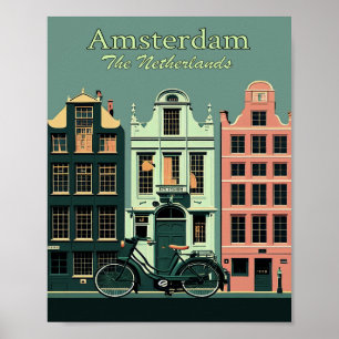 Amsterdams minimalistiska Vintage resor Poster kon