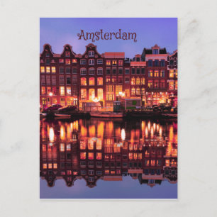 Amsterdams radhus vid kanalen vykort