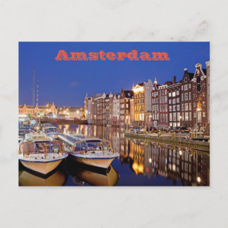 Amsterdams stad efter natt vykort