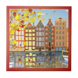 Amsterdams stadskanal Höst Färgbeständig keramik T Kakelplatta