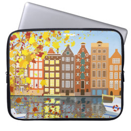 Amsterdams stadskanal Höst Färgfull Laptop sleeve