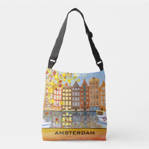 Amsterdams stadskanal Hösthösten Färgfälla Axelväska
