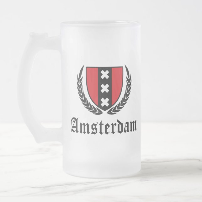 Amsterdams Vapensköld Frostat Ölglas (Vänster)