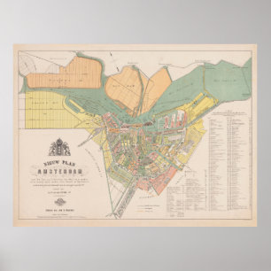 Amsterdams Vintage Karta (1880) Poster