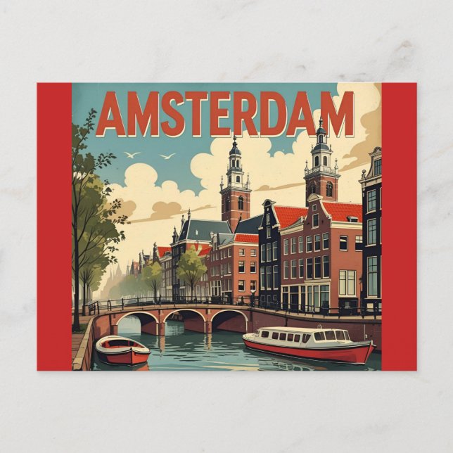 Amsterdams Vintage Siluett Vykort (Framsida)