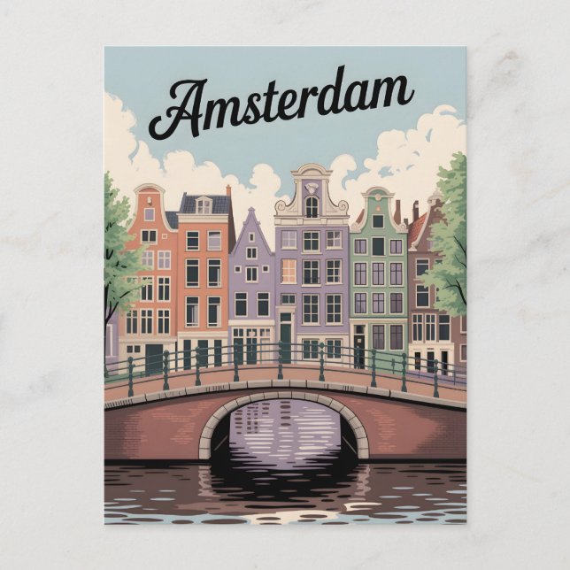 Amsterdams vintage vykort (Framsida)