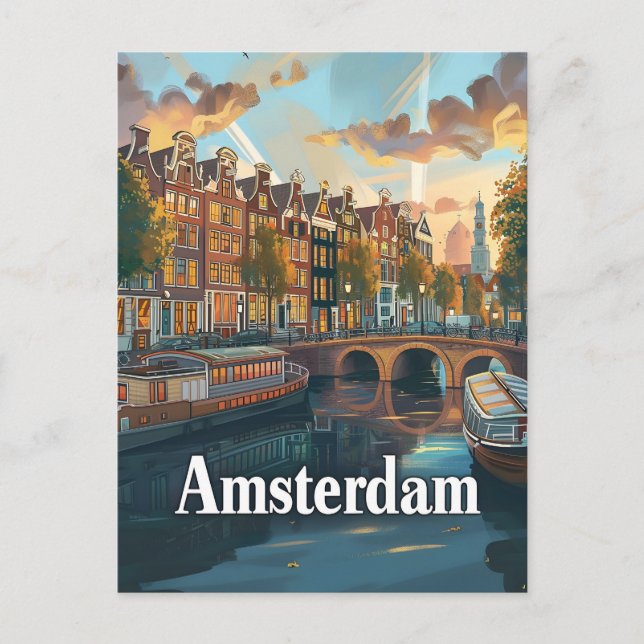 Amsterdams vintage vykort (Framsida)