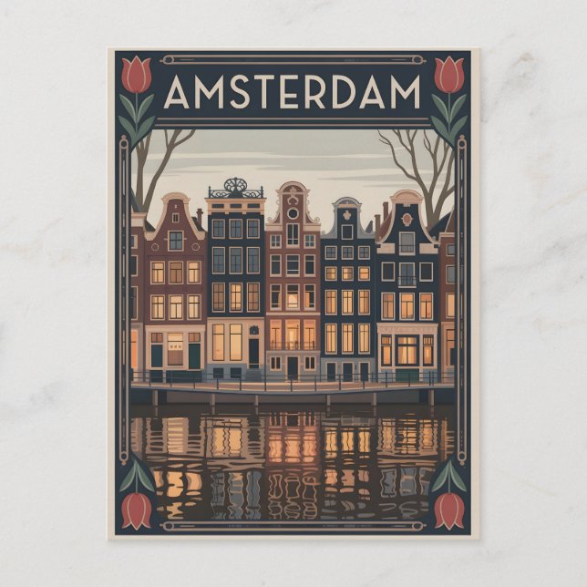 Amsterdams vintage vykort (Framsida)