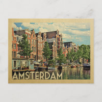 Amsterdams vykort Holland Vintage resor