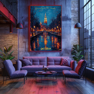 Amsterdamskvällar - Reflektioner av stillhet Poster