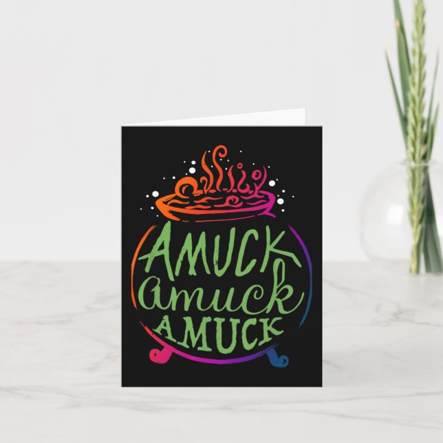 Amuck Amuck Amuck Roligt Witch Halloween Gift Kort (Framsida)