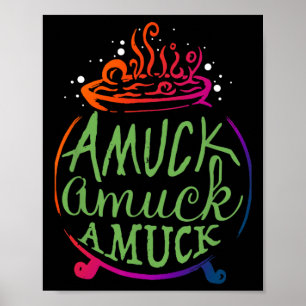 Amuck Amuck Amuck Roligt Witch Halloween Gift Poster