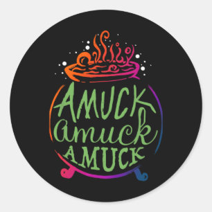 Amuck Amuck Amuck Roligt Witch Halloween Gift Runt Klistermärke