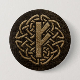 Amulett för forntida metall för Fehu runa prägl Knapp
