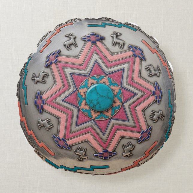 Amulett-Kissen „Hüter der Steppe“ Rund Kudde (Framsidan)